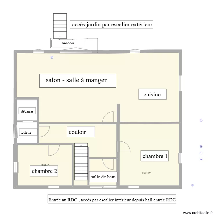 HD 15. Plan de 2  et 33 m²