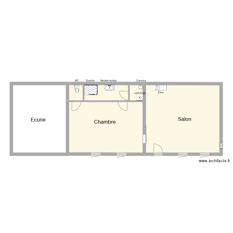 Maison Plomberie. Plan de 5 pièces et 79 m2