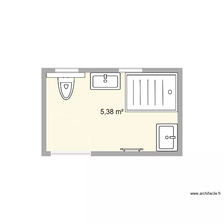 salle de bain pmr. Plan de 1  et 5 m²