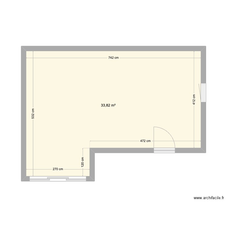 Extension Gélines. Plan de 1 pièce et 34 m2