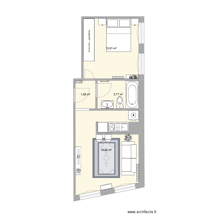 appart potentiel phil. Plan de 4 pièces et 32 m2