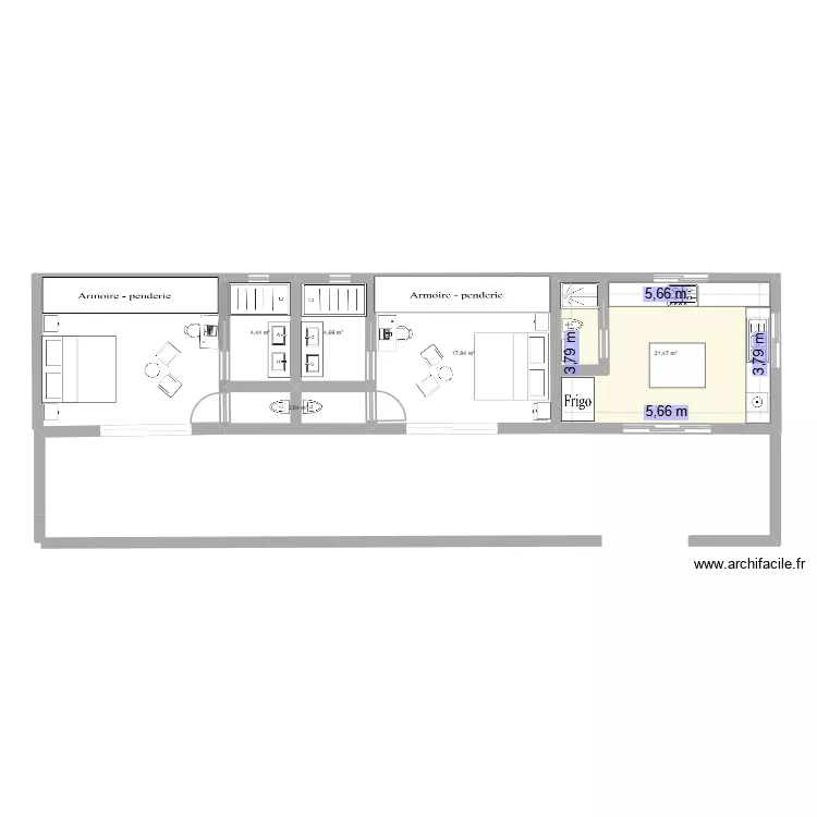 THAI HOUSE. Plan de 5  et 52 m²