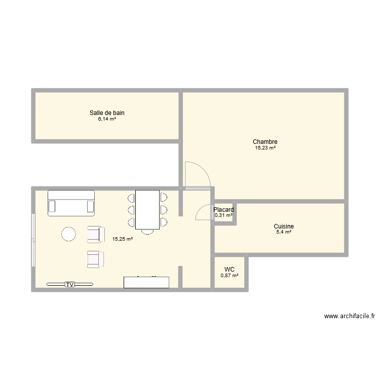 Cannes. Plan de 6 pièces et 43 m2