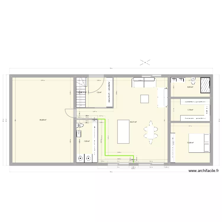PROJET 19 X 8.5 AVEC BUANDERIE. Plan de 13  et 194 m²