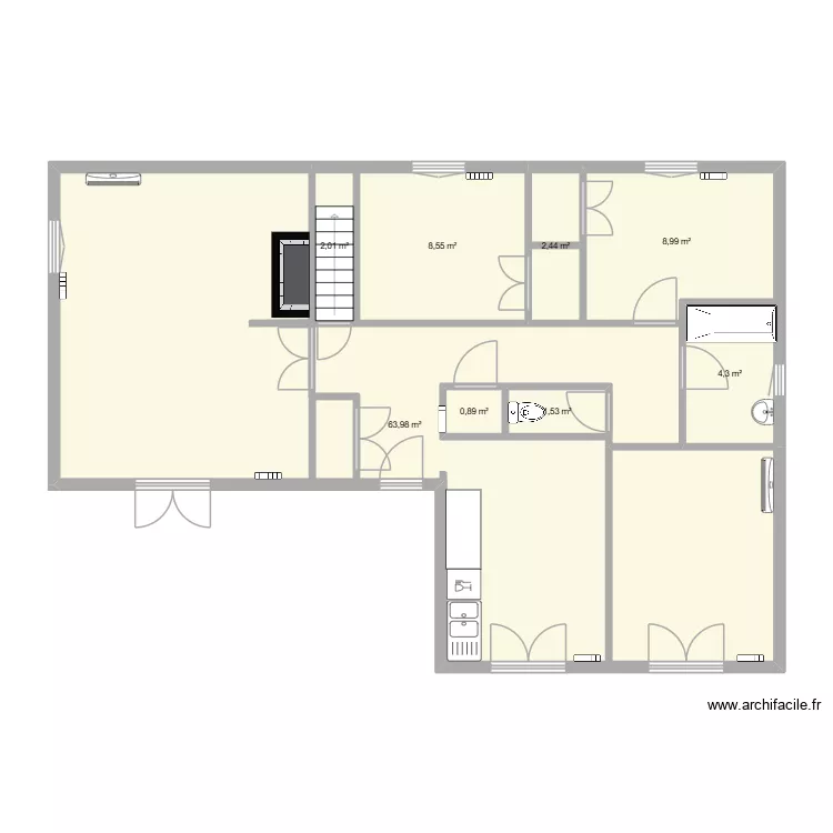 Maison RDC. Plan de 2 et 89 m² Maison RDC. Plan de 2 et 89 m²