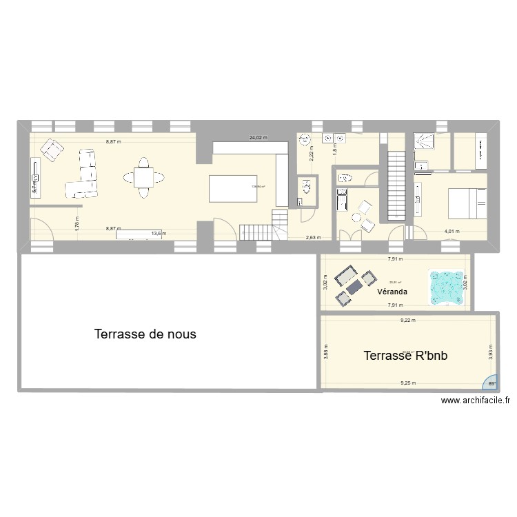 maison 2. Plan de 3 pièces et 197 m2