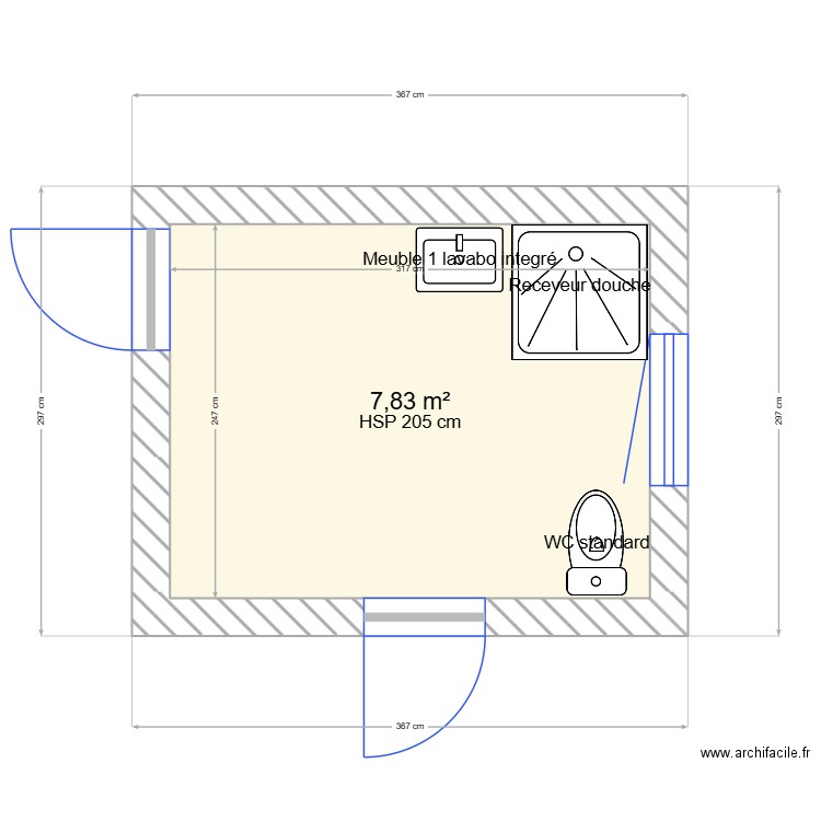 SDB 24 09 2025. Plan de 1 pièce et 8 m2
