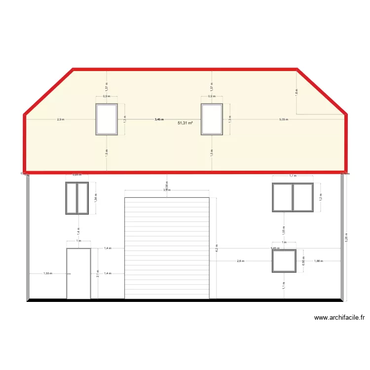 Fa&ccedil;ade SUD. Plan de 