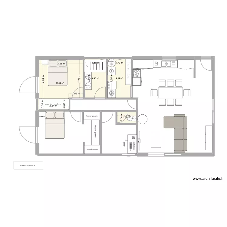 Essai 3. Plan de 4 Pièces et 22 m² Essai 3. Plan de 4 Pièces et 22 m²