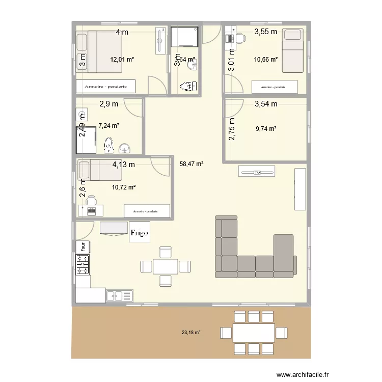 Projet 2. Plan de 7 et 174 m² Projet 2. Plan de 7 et 174 m²