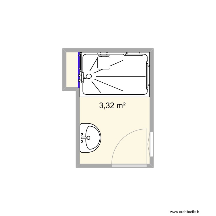 jolivet. Plan de 1 pièce et 3 m2