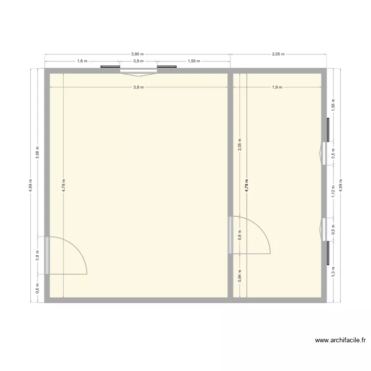 Ancien chalet. Plan de 2 Pièces et 27 m² Ancien chalet. Plan de 2 Pièces et 27 m²