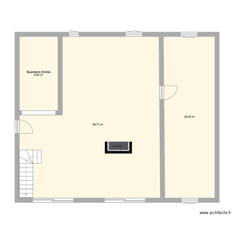 Maison Verte salle plan nouvel aménagement. Plan de 3 pièces et 105 m2