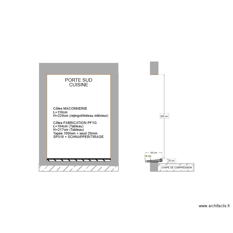 AAA - COUPE PORTE CUISINE SUD. Plan de 0 pièce et 0 m2