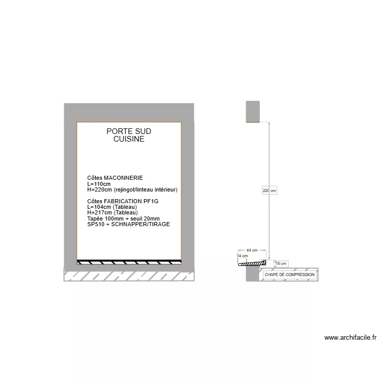 AAA - COUPE PORTE CUISINE SUD. Plan de 