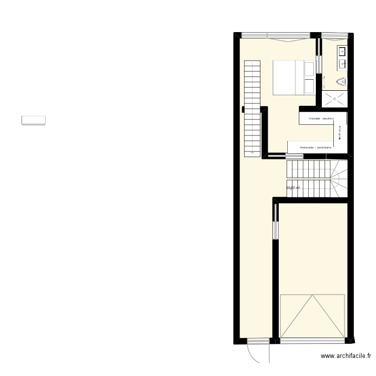rez de chaussé. Plan de 1 pièce et 65 m2