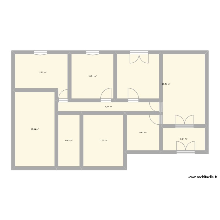 Jousseaume 2. Plan de 9 pièces et 103 m2