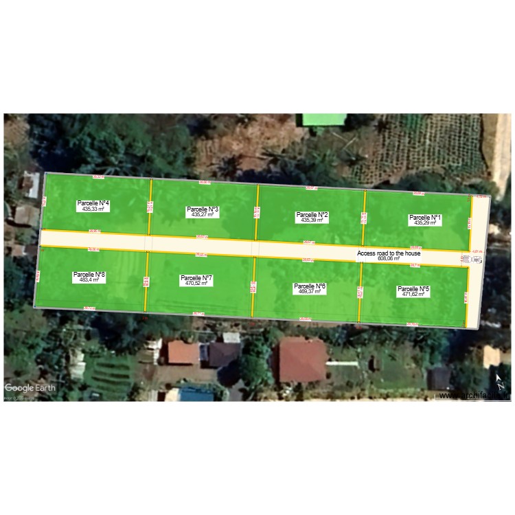 Implant Parcelle V3. Plan de 9 pièces et 4244 m2