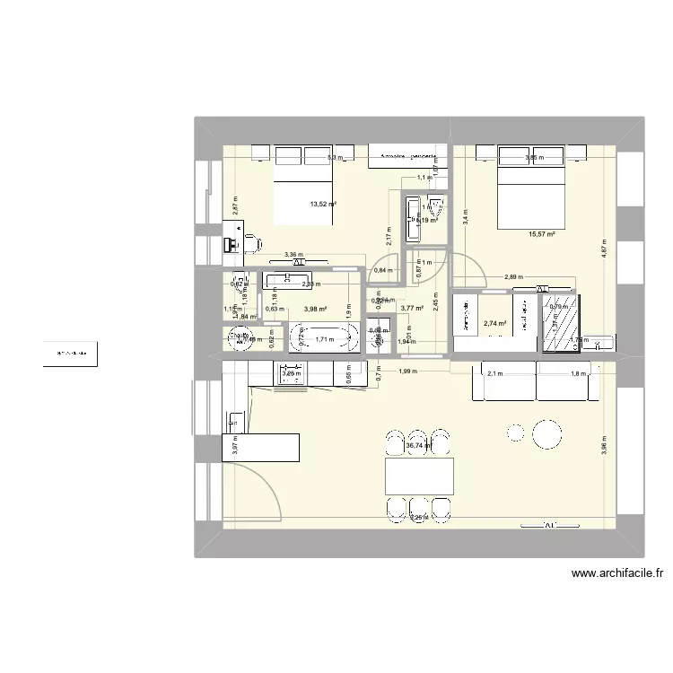 APPARTEMENT RDC GRANGE NOUVEAU AVEC SUITE. Plan de 