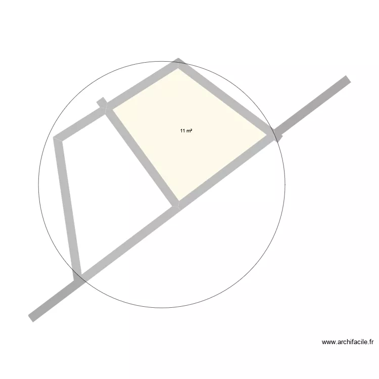 Pi&egrave;ce ronde ROUFFIA. Plan de 1 Pièce et 11 m²