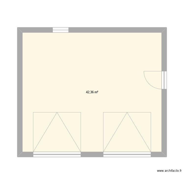 garage. Plan de 1 pièce et 42 m2