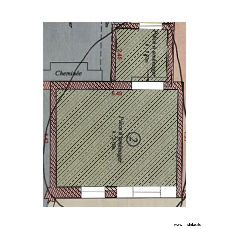 Test rdc 2. Plan de 2 pièces et 30 m2