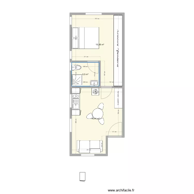 Studios Malika n0  3. Plan de 