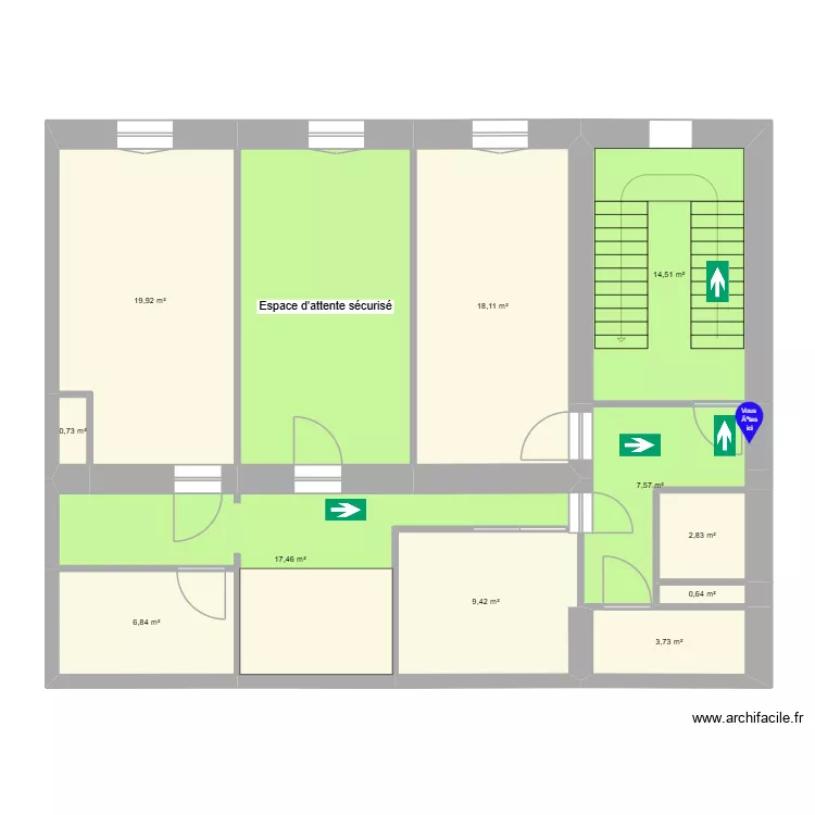 maison de sant&eacute; R-1 SSI. Plan de 12  et 122 m²