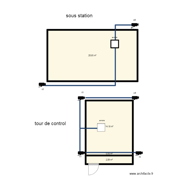 plan cablage caméra de surveillance tgm 2. Plan de 4 pièces et 44 m2