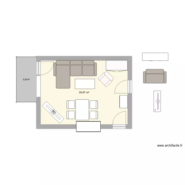 plan1. Plan de 1 Pièce et 21 m² plan1. Plan de 1 Pièce et 21 m²