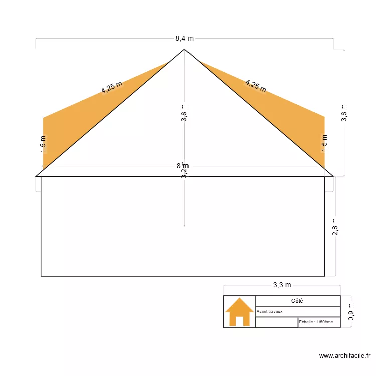 plan coté avant travaux. Plan de plan coté avant travaux. Plan de