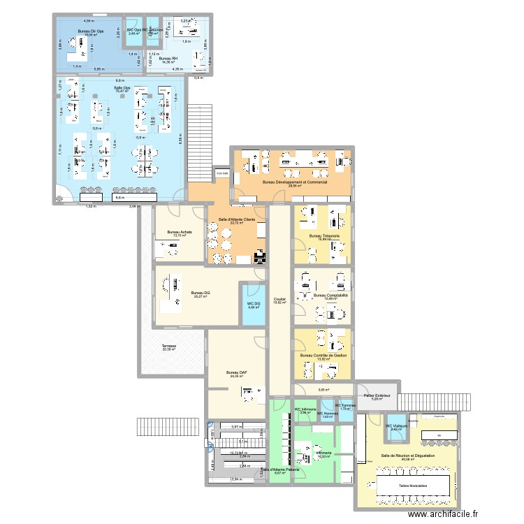 Administration - Réaménagement. Plan de 26 pièces et 417 m2