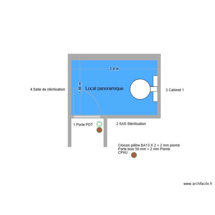 61200 Local panoramique. Plan de 1 pièce et 5 m2