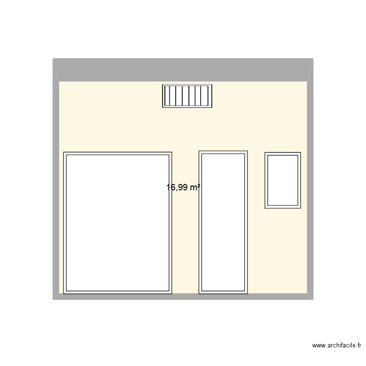 zerfsqrf. Plan de 1 pièce et 17 m2