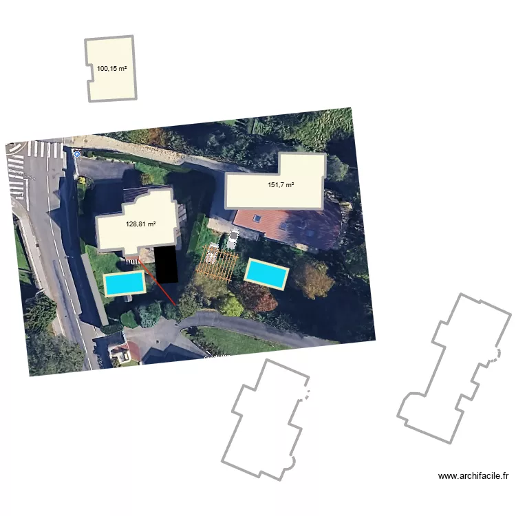Implantation piscine pergola. Plan de 3 et 381 m² Implantation piscine pergola. Plan de 3 et 381 m²