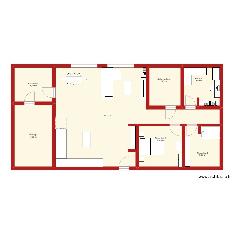 Maison - Plan 7 pièces 120 m2 dessiné par violetta270899