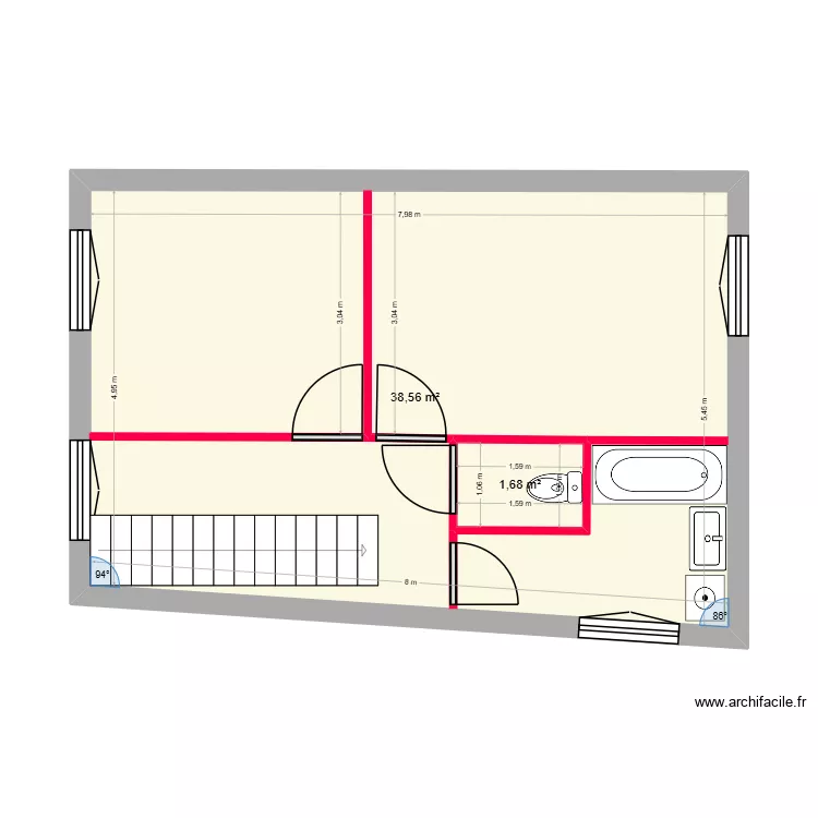 LOGEMENT 2. Plan de 2 et 43 m² LOGEMENT 2. Plan de 2 et 43 m²