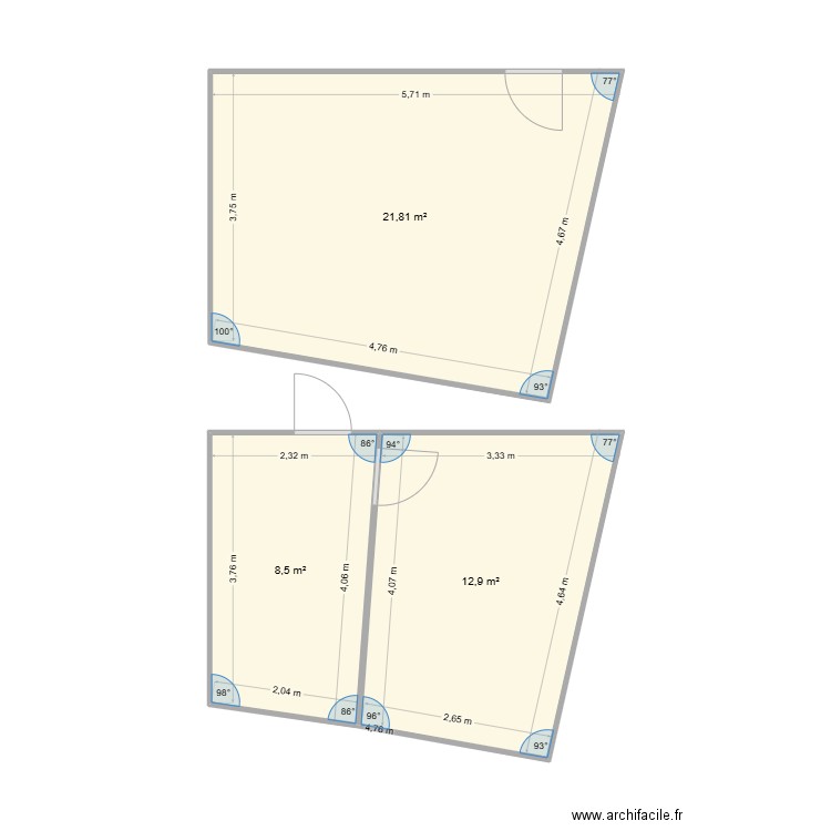 BECKER 1. Plan de 3 pièces et 43 m2