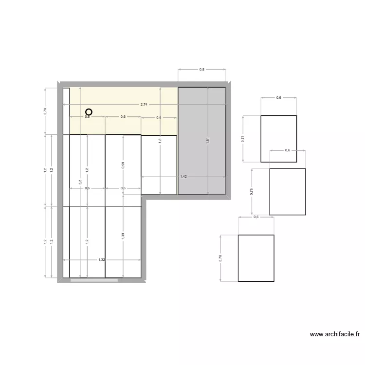 PLAN SDB option 1. Plan de 1 Pièce et 7 m² PLAN SDB option 1. Plan de 1 Pièce et 7 m²