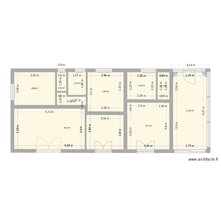 lugos. Plan de 10 pièces et 72 m2