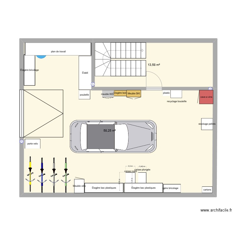 GARAGE projet. Plan de 2 pièces et 72 m2