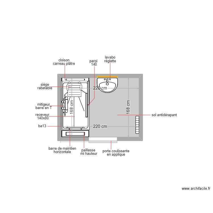 cheref. Plan de 1 pièce et 4 m2