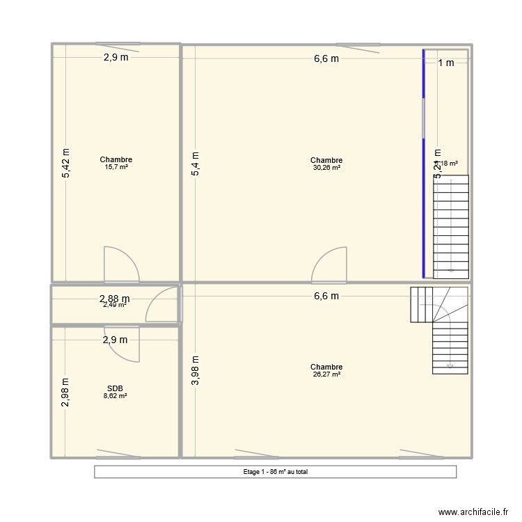 Gilly Ch Fl 655 Etage 1. Plan de 6 pièces et 94 m2