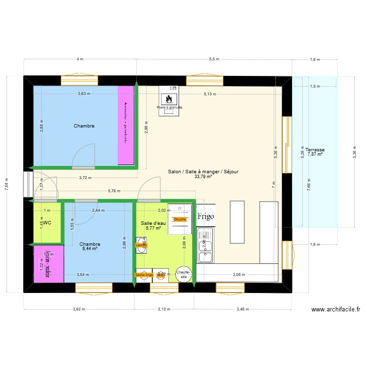 Maison Criel. Plan de 6 pièces et 68 m2
