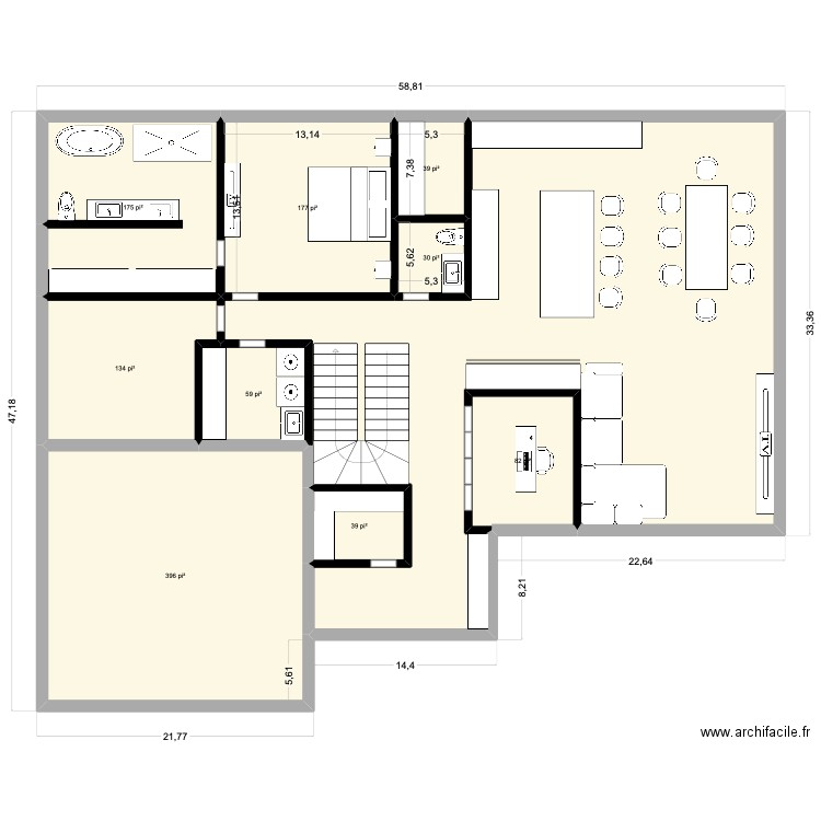 dddm. Plan de 21 pièces et 386 m2