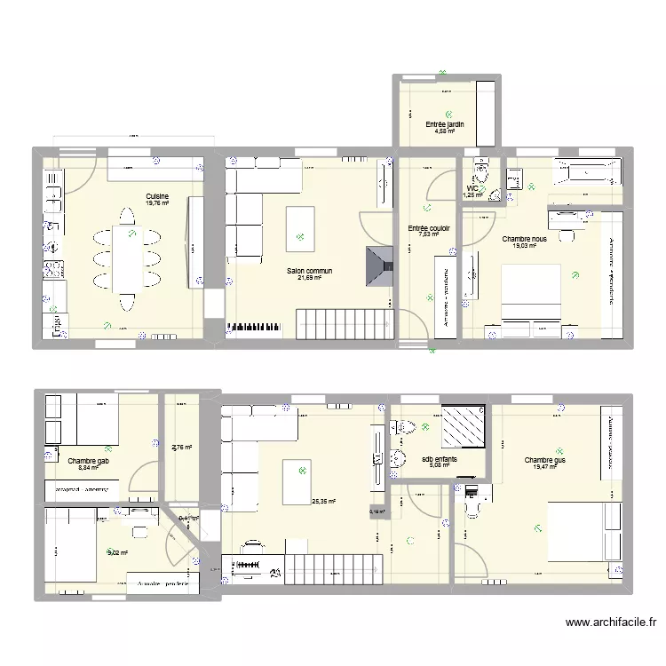 projet 5.2. Plan de 13  et 145 m²