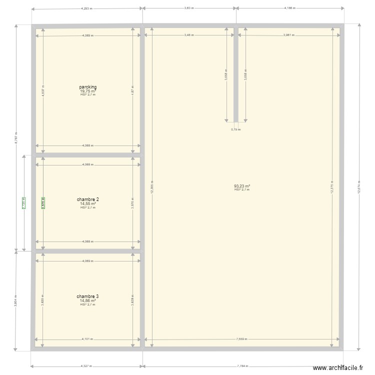 Bincy Orne. Plan de 4 pièces et 142 m2