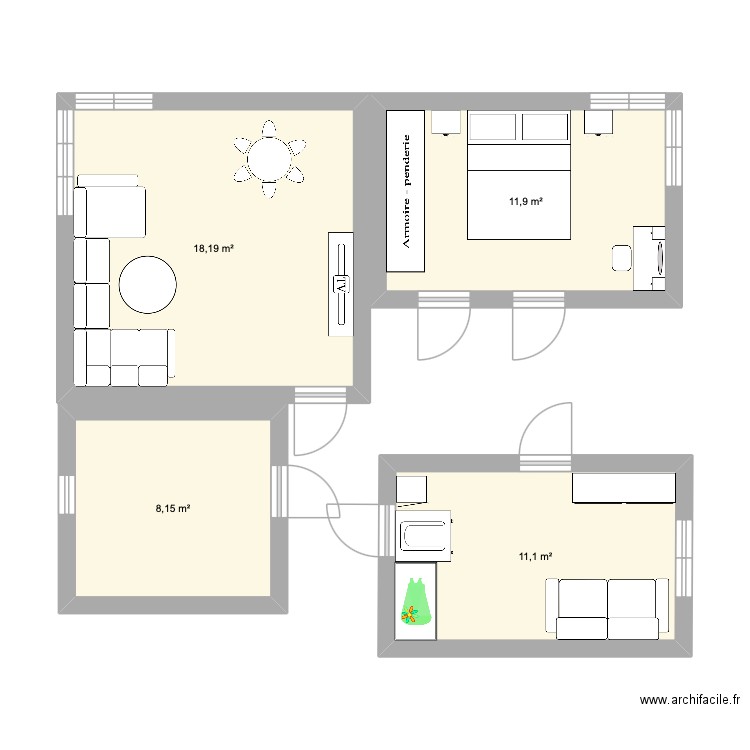 Plan Selia. Plan de 4 pièces et 49 m2
