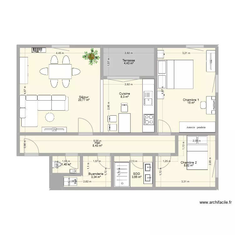 Plan Sauveni&egrave;re 53-2. Plan de 10  et 74 m²