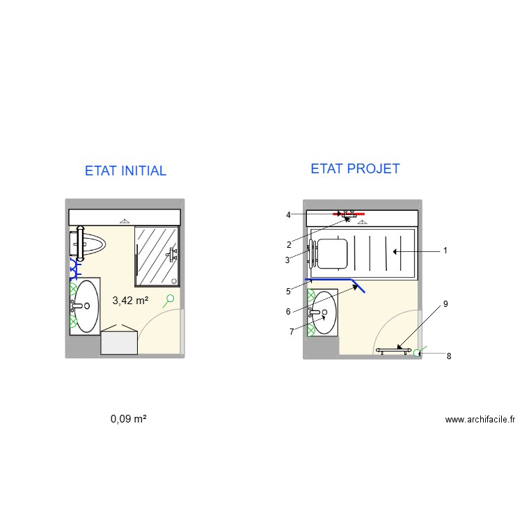 MARTEL. Plan de 4 pièces et 7 m2